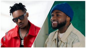 A split-panel image featuring two prominent Nigerian musicians. On the left is Davido, wearing a designer t-shirt and his signature diamond-encrusted "30BG" chain, smiling. On the right is Jesse Jagz, looking reflective while wearing a casual jacket and his hair in signature dreadlocks.