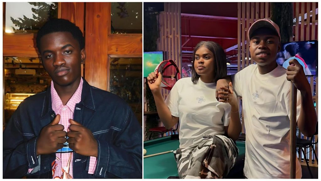 A composite image featuring three Nigerian social media personalities. In the center is Joblaq (Oyadare Emmanuel Gbolahan), a comedian and skit maker known for his American accent, wearing a stylish dark jacket and smiling. On the left is Peller (Habeeb Hamzat), a popular TikTok streamer, looking towards the camera. On the right is Jarvis (Elizabeth Amadou), a TikTok creator famous for her AI-robot character, posing with a glamorous expression.