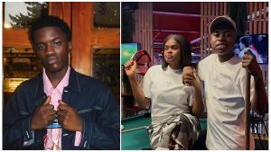 A composite image featuring three Nigerian social media personalities. In the center is Joblaq (Oyadare Emmanuel Gbolahan), a comedian and skit maker known for his American accent, wearing a stylish dark jacket and smiling. On the left is Peller (Habeeb Hamzat), a popular TikTok streamer, looking towards the camera. On the right is Jarvis (Elizabeth Amadou), a TikTok creator famous for her AI-robot character, posing with a glamorous expression.