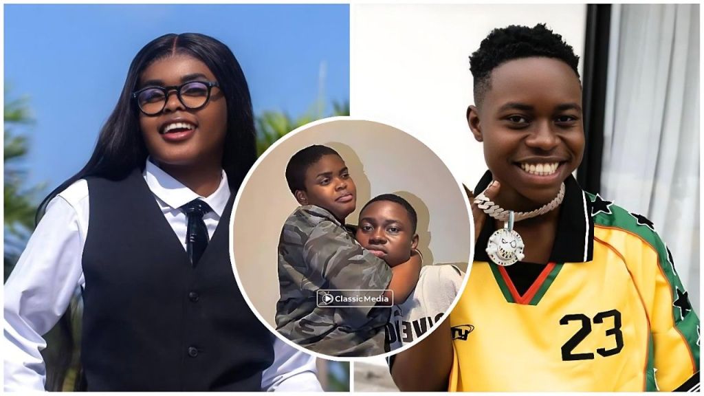 A composite image featuring Nigerian content creators Jarvis and Peller. On the left, Jarvis smiles wearing a formal black vest, white shirt, and glasses. On the right, Peller smiles while wearing a yellow jersey and holding a silver chain. A circular inset in the center displays a candid photo of Jarvis hugging Peller from behind.