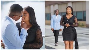 Nigerian actors Timini Egbuson and Bimbo Ademoye posing together in a cozy, candid moment during Bimbo’s birthday celebration in February 2026. Timini is wearing a casual stylish outfit while Bimbo glows in her birthday attire, reflecting the "Till the wheels fall off" sentiment of the viral post.