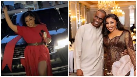 Fidelis Anosike surprises Rita Dominic: Husband gifts star a Range Rover